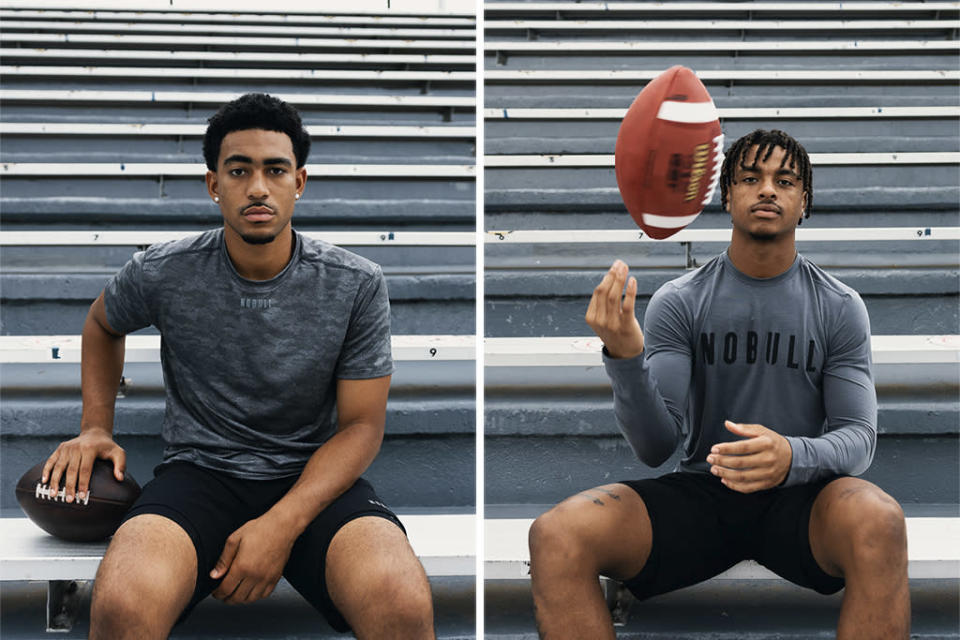 Rising college football stars Bryce Young (L) and Josh Downs, who signed NIL deals with Nobull. - Credit: Courtesy of Nobull