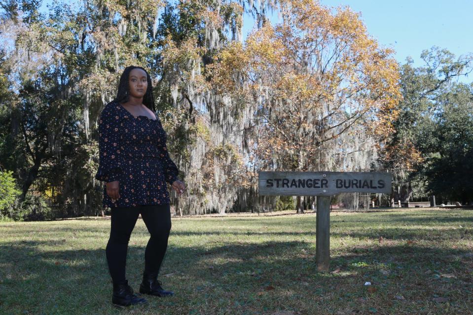 Artist Antonia Larkin at Laurel Grove Cemetery South. 