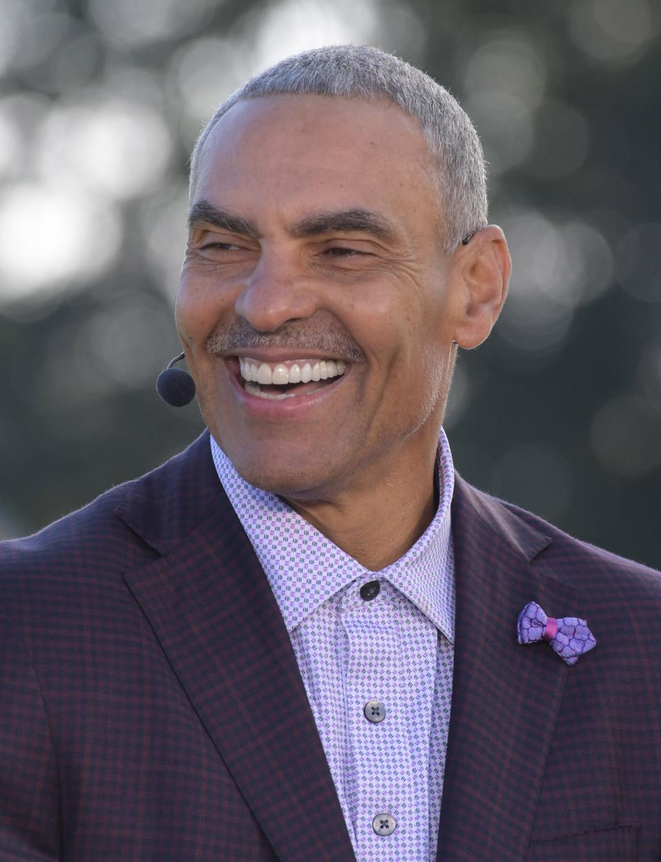 ESPN analyst Herm Edwards reacts during practice for the 2017 Pro Bowl at ESPN Wide World of Sports Complex.