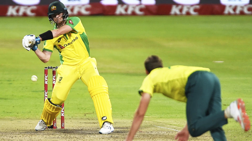 Steve Smith, pictured here in action during the third T20 against South Africa.