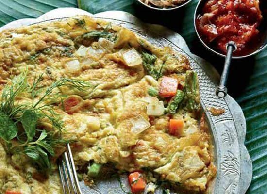 This omelet features the flavors of Southeast Asia with fish sauce, dill, scallion and Thai chile. Try it for breakfast, lunch or dinner.    <strong>Get the Recipe for <a href="http://www.huffingtonpost.com/2011/10/27/lao-omelet-with-dill-sca_n_1061033.html" target="_hplink">Lao Omelet with Dill, Scallion and Thai Chile</a></strong>        