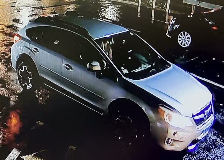 A woman suspected in a series of robberies on Tuesday was driving this car, authorities said.