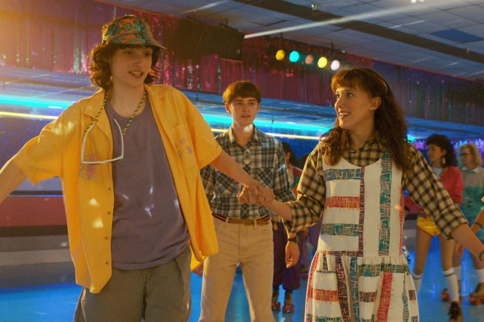 Finn Wolfhard, Noah Schnapp, and Millie Bobby Brown in ‘Stranger Things’ season four (Courtesy of Netflix)