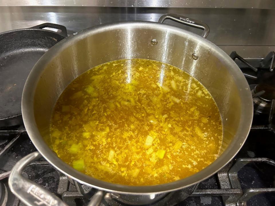 Adding chicken stock to Ina Garten's Italian Wedding Soup