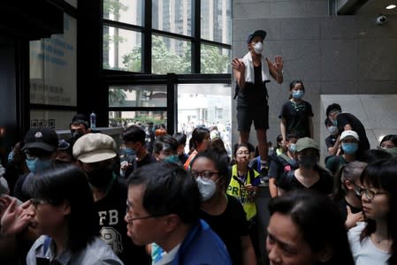 Demonstration demanding Hong Kong's leaders to step down and withdraw the extradition bill, in Hong Kong