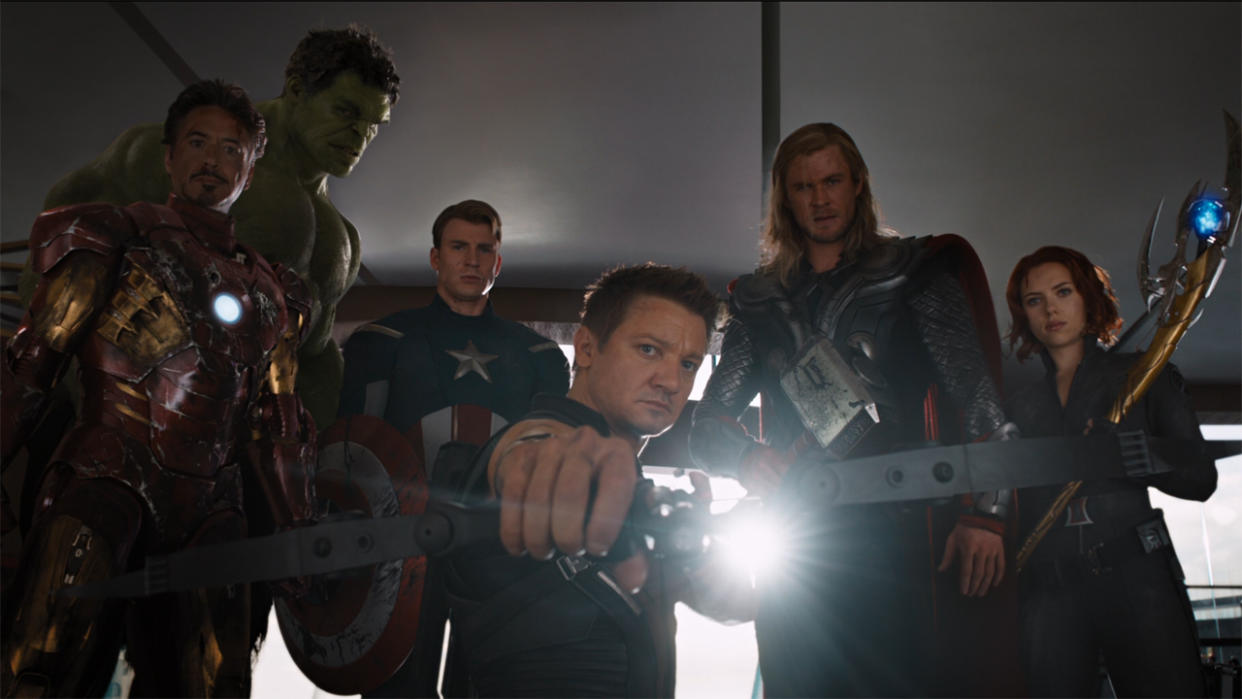  The Avengers assemble in The Avengers. 