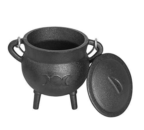 1) Sarimoire Triple Moon Cast Iron Cauldron with Lid