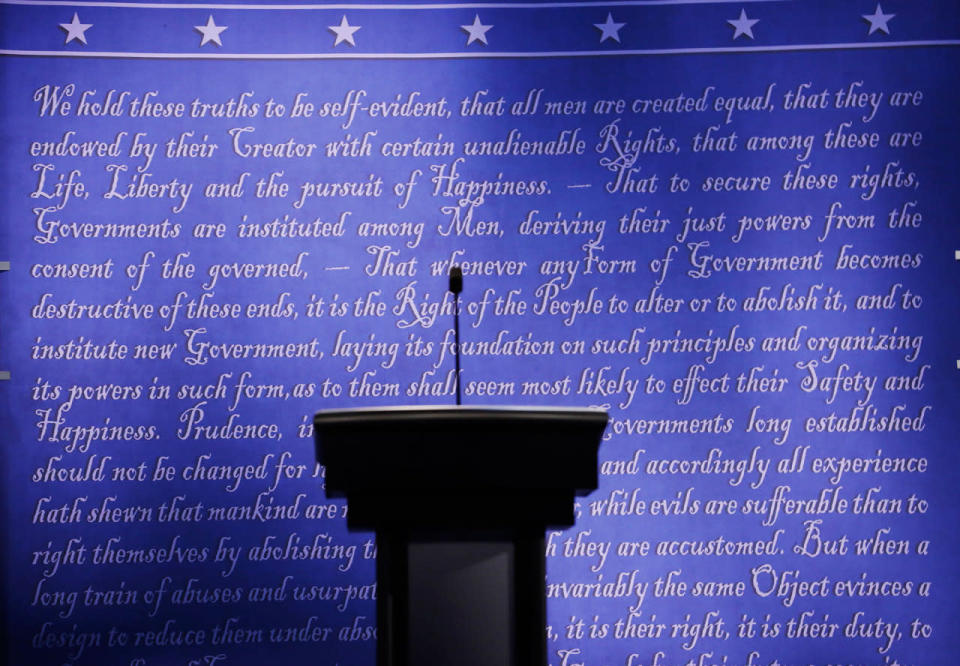 Preparations for the presidential debate at Hofstra University