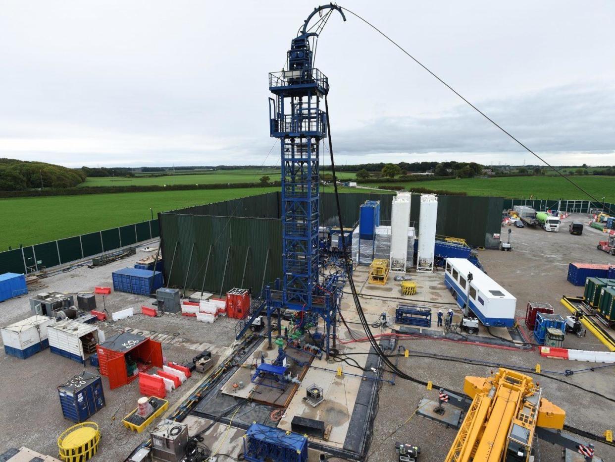 Energy firm Cuadrilla has resumed hydraulic fracturing - or fracking - operations on its second horizontal well at Preston New Road (pictured): PA