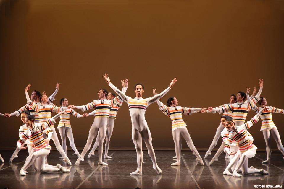 Ricardo Rhodes (center) leads members of the Sarasota Ballet in an earlier production of Frederick Ashton’s “Sinfonietta."
