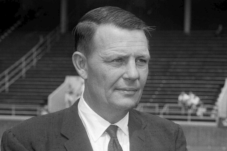 Former Detroit Lions champion coach Buddy Parker, pictured with the Pittsburgh Steelers in 1957, was selected as a Pro Football Hall of Fame finalist on Wednesday.