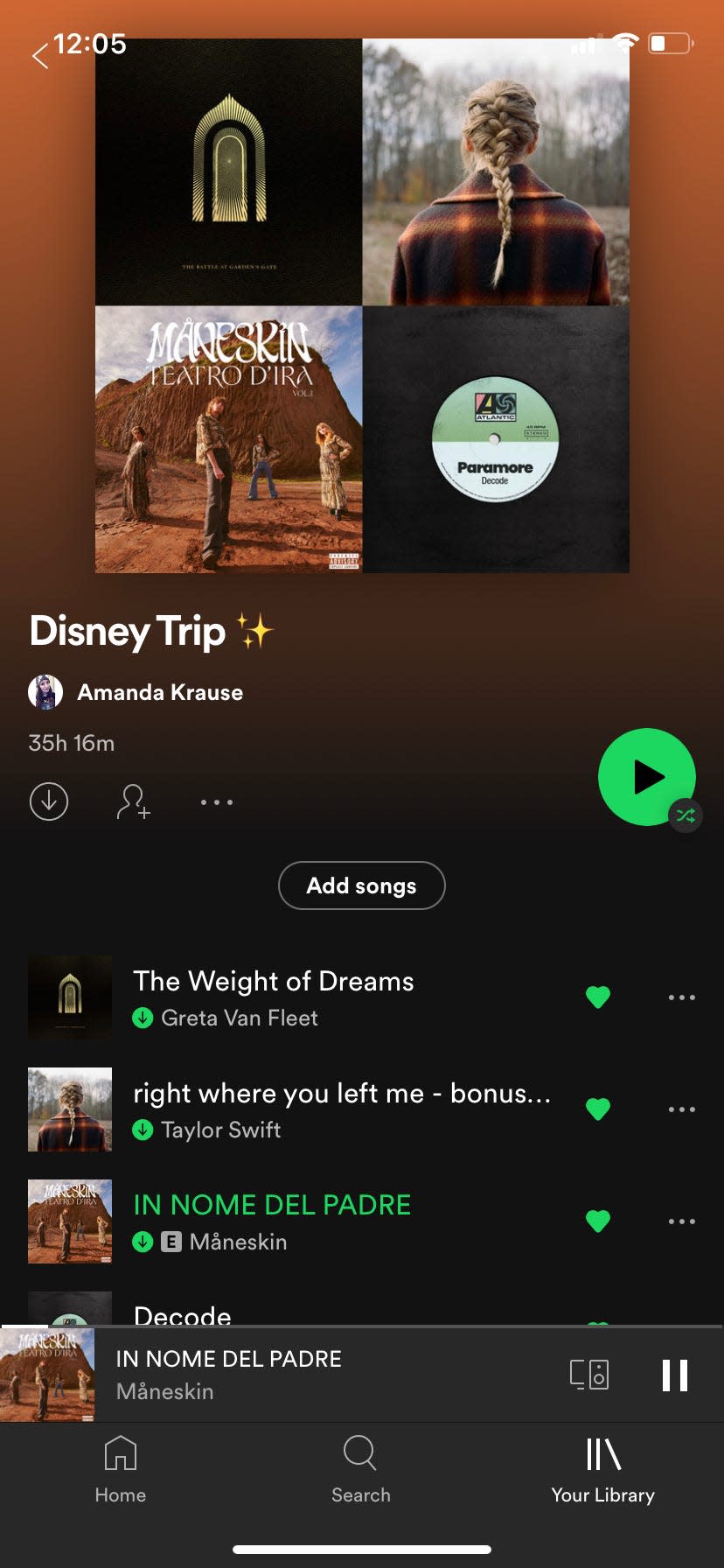 A screenshot of a Spotify playlist.