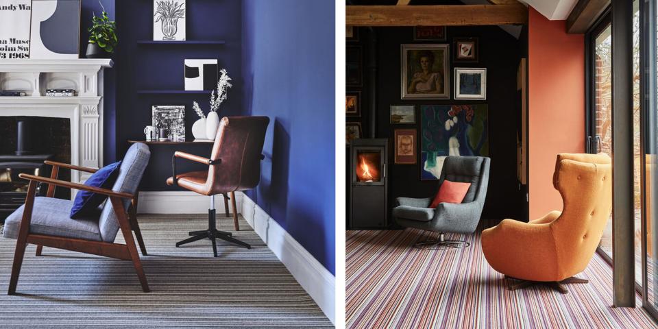 <p><strong>Carpets are second to none in creating a cosy space and introducing a plush feeling underfoot, and whilst we don't foresee the perennially popular wooden flooring falling out of favour any time soon, carpets certainly provide more opportunity for experimentation and creativity. </strong></p><p>A striped <a href="https://www.housebeautiful.com/uk/house-beautiful-collections/a29328305/carpetright-portobello-shoreditch-saxony/" rel="nofollow noopener" target="_blank" data-ylk="slk:carpet;elm:context_link;itc:0;sec:content-canvas" class="link ">carpet</a> is a deceptively versatile tool in your design armoury, establishing your <a href="https://www.housebeautiful.com/uk/decorate/a37878749/colour-winter-home-decorating/" rel="nofollow noopener" target="_blank" data-ylk="slk:colour palette;elm:context_link;itc:0;sec:content-canvas" class="link ">colour palette</a>, providing some clever visual effects to widen or elongate a room, and adding a touch of visual interest to a space. And whilst they require a bit more consideration than a plain carpet, they can make a bigger design statement. <br></p><p>They key to making a striped carpet work for you is a sensitivity to <a href="https://www.housebeautiful.com/uk/decorate/looks/g37289366/colour-combinations/" rel="nofollow noopener" target="_blank" data-ylk="slk:colour combinations;elm:context_link;itc:0;sec:content-canvas" class="link ">colour combinations</a>. With a striped carpet, your entire room can be styled from the floor up, picking up tones and working them into your broader design scheme. When selecting your design, gather samples of the other fabrics, <a href="https://www.housebeautiful.com/uk/house-beautiful-collections/g36172810/homebase-wallpaper/" rel="nofollow noopener" target="_blank" data-ylk="slk:wallpaper;elm:context_link;itc:0;sec:content-canvas" class="link ">wallpaper</a>, or paint colours in your room to ensure a good match. </p><p>We've collected 12 of the best examples, and included some design tips and ideas to make the most of your striped carpet.<br></p>