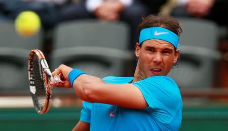 Tennis - French Open - Roland Garros, Paris, France - 26/5/15. Spain's Rafael Nadal in action during the first round. Action Images via Reuters / Jason Cairnduff Livepic