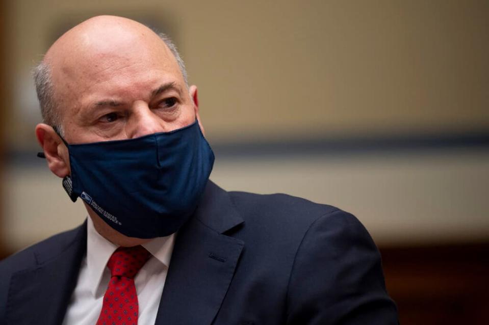 United States Postal Service Postmaster General Louis DeJoy testifies during a House Oversight and Reform Committee hearing February 24, 2021 on Capitol Hill in Washington, DC. (Photo by Jim Watson-Pool/Getty Images)