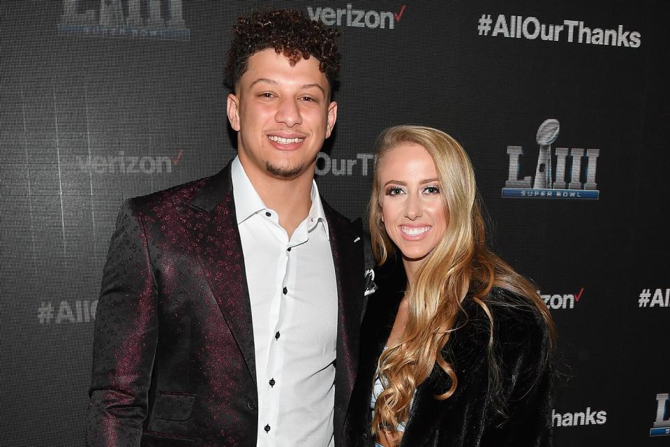 Patrick Mahomes II and Brittany Matthews attend the world premiere event for "The Team That Wouldn't Be Here"