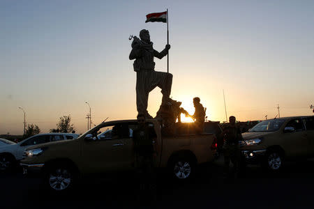 Newly unveiled statue in Kirkuk pays tribute to the Peshmerga, Iraqi Kurdistan's main fighting forces in Kirkuk, Iraq September 23, 2017. REUTERS/Ako Rasheed