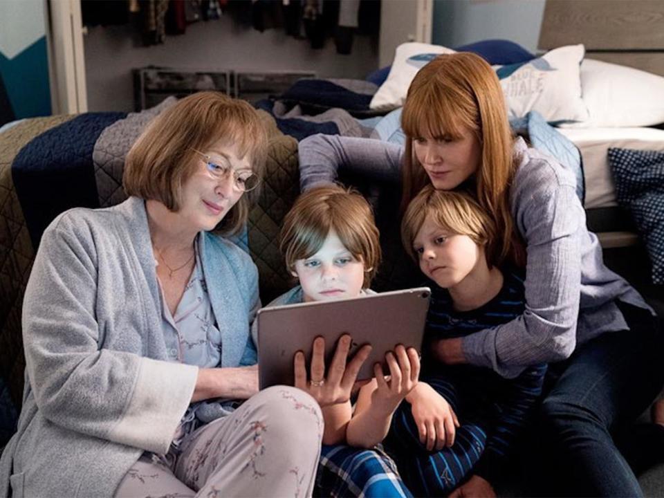 Big Little Lies season one boasted a glitterbomb cast headed by Nicole Kidman, Laura Dern and Reese Witherspoon (also a producer on the series). How could the glossy HBO/Sky Atlantic murder-mystery possibly raise the ante as it returned for a long-awaited second run? Easy – by recruiting three-times Academy Award-winner Meryl Streep and giving her the firecracker role of a grieving mother who suspects her daughter-in-law (Kidman) might be complicit in the death of her beloved son. Streep puts in a quietly cackling performance as hellish in-law Mary Louise. She’s freshly arrived in the ladies-who-brunch playground of Monterey California: a land of swimming pools with sea views and of fitted kitchens so huge that you could stage an impromptu five-a-side match in the open prairie between the breakfast bar and the mega-fridge.Mary Louise is in town as emotional support for Nicole Kidman’s Celeste (back with the world’s heaviest fringe). What she doesn’t know, but clearly suspects, is that her darling Perry (Alexander Skarsgård) didn’t really fall to his untimely demise but was pushed down a flight of stairs. At one point she breaks down screaming at a family meal. Immediately afterwards she voices her distrust of Celeste for not likewise shrieking her pain from the rooftops. As with its Emmy-garlanded first season, the returning Big Little Lies – created by David E Kelley of Boston Legal and Ally McBeal fame/notoriety – expertly blends class and kitsch. The Monterey backdrop remains stunning, shot as it is in the high-woozy style of a fragrance commercial. Yet the series has a heart of purist pulp, the gossipy goings-on at the school gate and at the artisan coffee queue making this a cousin twice-removed from Desperate Housewives and even from an old-fashioned British soap (appearing in flashback Skarsgård is a cartoon villain in the tradition of Corrie’s Richard Hillman). It’s silly and overwrought but lacquered in the trappings of prestige television.The difference, of course, is Coronation Street doesn’t have Meryl Streep stealing the show. She plays Mary Louise as a low-key monster, though the first of seven episodes leaves us guessing as to whether she’s in the same class as her wicked offspring. Perry beat and emotionally manipulated Celeste, raped Shailene Woodley’s single mother Jane (spoiler warning: he’s the dad) and ultimately paid for his crimes when shoved down those steps by Bonnie (Zoë Kravitz). Months later, the five women who witnessed his demise – Celeste, Jane, Bonnie, alpha-mom Madeline (Reese Witherspoon) and business bigwig Renata (Laura Dern) – are still processing what happened. Prattling locals – the curtains in billionaire’s row, California are as twitchy as anywhere else – have dubbed them the “Monterey Five”. And Bonnie has withdrawn into herself, wrestling with fantasies about going to the police and confessing.Celeste, for her part, continues to be stalked by Perry in her dreams as she once was in life (helpfully Mary Louise is hovering about eavesdropping as her daughter-in-law shouts potentially incriminating things in her sleep). The other conspirators, however, seem more or less unaffected. Madeline, for instance, is chiefly concerned with rebellious daughter Abigail (Kathryn Newton), declaring she’d rather work with the homeless than to go university. Adam Scott, James Tupper and Jeffrey Nordling are back too, playing husbands at various registers on the dopey-dad spectrum. With soft furnishings so gorgeous that you could weep, Instagram-hued vistas and school runs drenched in guilt and paranoia, Big Little Lies has returned with all its winning attributes intact. As both hate-watch (how you’d love to see someone smash a wine-glass on one of those flawless verandas) and hokey mystery, it’s a rollicking success. So much so that Meryl Streep chomping on the scenery is merely the Oscar-grade cherry on top.