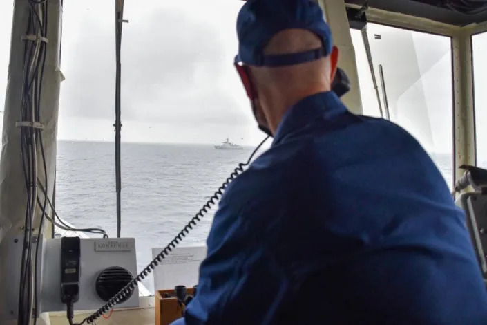 During a routine maritime patrol in the Bering Sea and Arctic region, U.S. Coast Guard Cutter Bertholf spotted and established radio contact with Chinese People’s Liberation Army Navy (PLAN) task force in international waters within the U.S. exclusive economic zone, Aug. 30, 2021