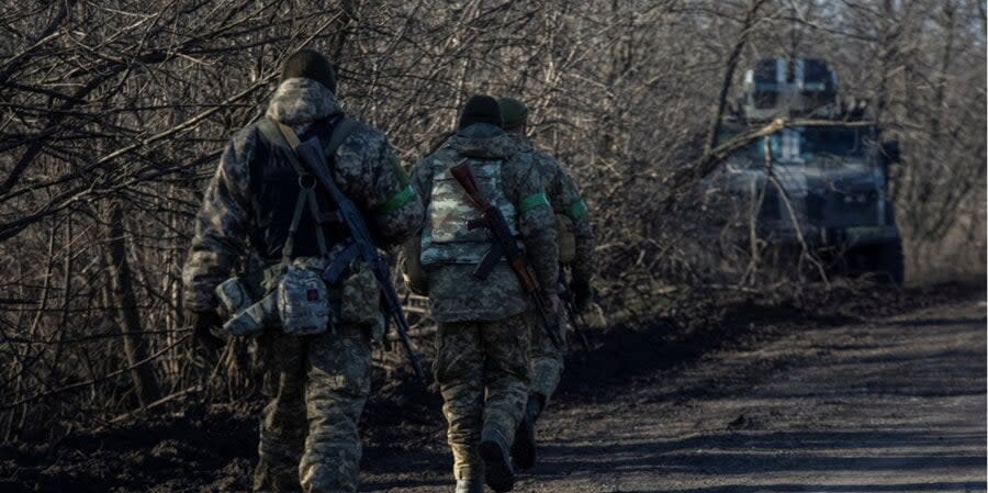 Ukrainian soldiers near the front line near Soledar, Donetsk Oblast, January 23, 2023