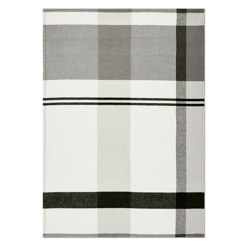 Plaid Lambswool Throw, Grayson Black