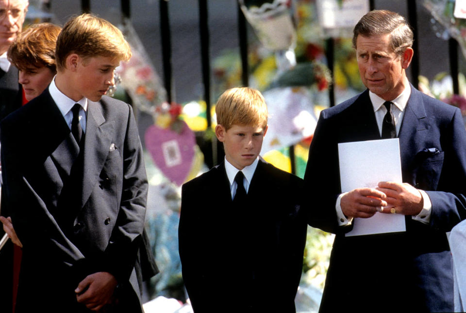 Charles, William et Harry aux funérailles de Lady Di