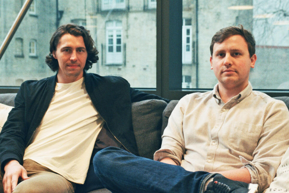 Money men: Bud founders Ed Maslaveckas, left, George Dunning, right, at the company’s new offices in Old Street. Photo: Bud