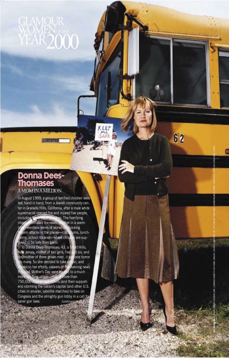 The feature in Glamour's 2000 Women of the Year issue on Donna Dees-Thomases