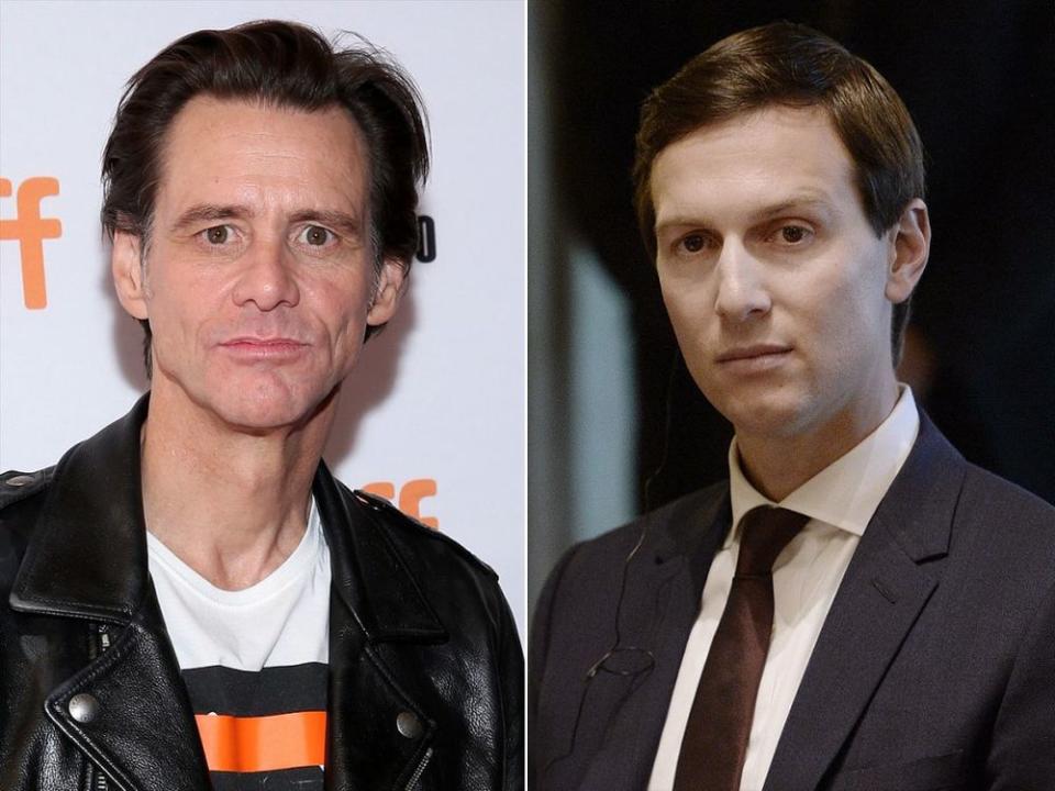 Jim Carrey (L) and Jared Kushner.