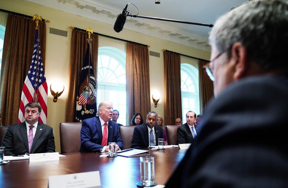 Donald Trump speaking at a cabinet meeting at the White House: AFP via Getty Images