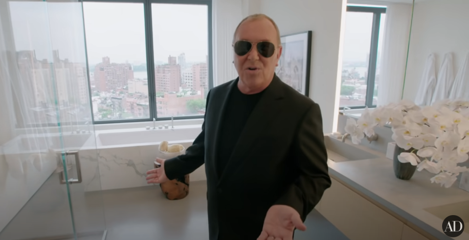 Michael Kors in his bathroom