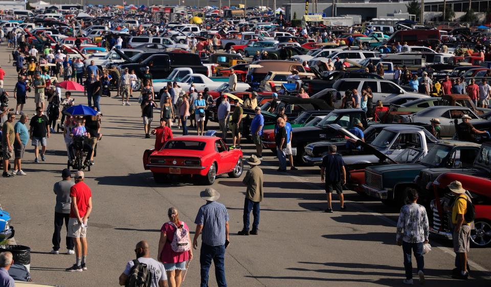 Spectators check out classic cars at the fall Turkey Run event in 2022. The annual classic car show returns for its 50th year Nov.  23-26 at Daytona International Speedway.