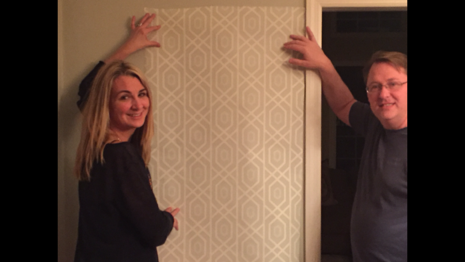 Kimberly and Patrick Breen are at odds over grass cloth textured wallpaper.