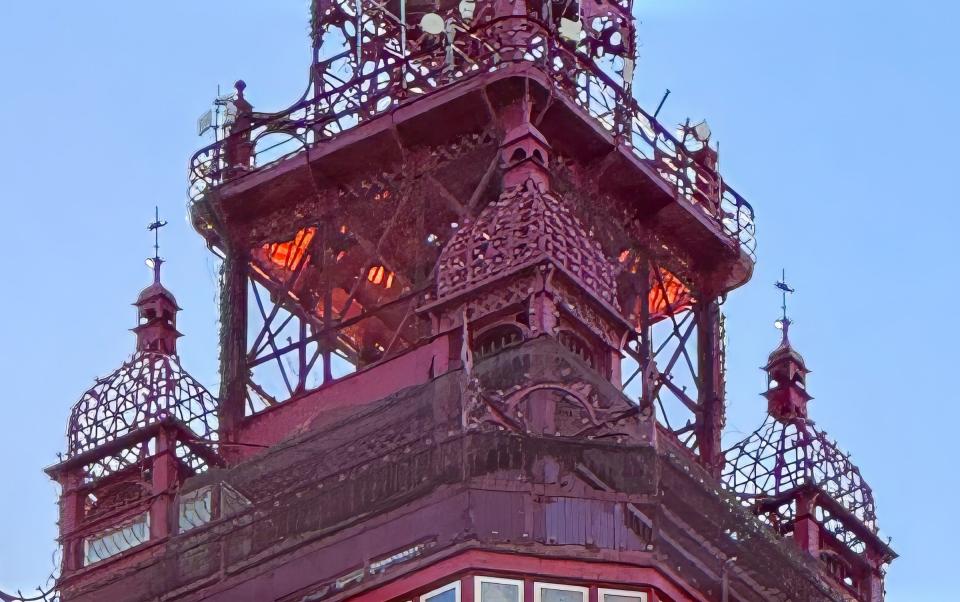 Orange netting on the Blackpool Tower
