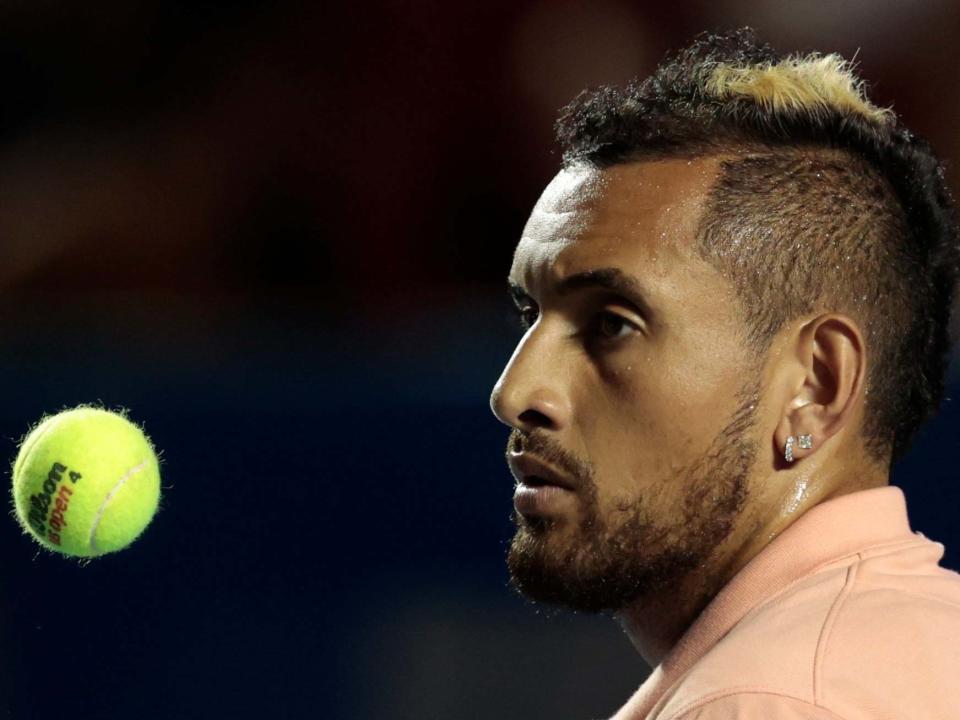 Australia's Nick Kyrgios tosses a ball in the air: AP