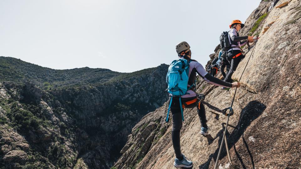 Woman doing a via ferrata