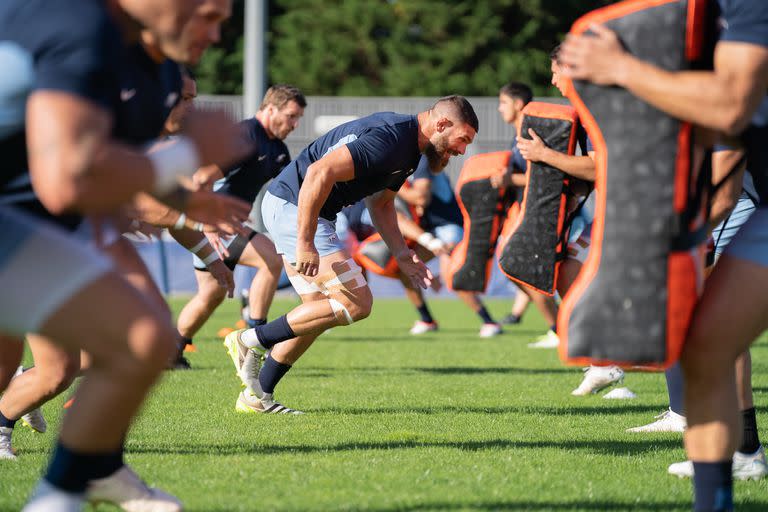 Entrenamiento de Los Pumas, en La Baule-Escoublac en la previa con Japón