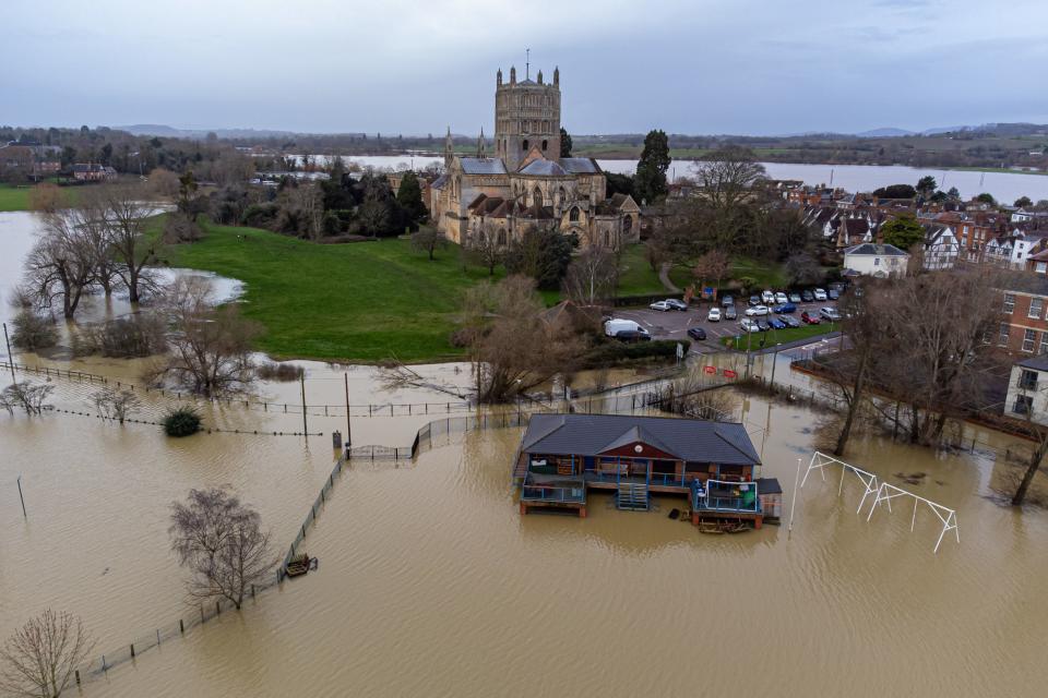 Tewkesbury underwater from Storm Gerrit’s heavy rainfall (PA)