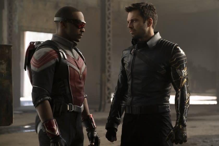 L-R - Anthony Mackie and Sebastian Stan in "The Falcon and the Winter Soldier." Credit: Chuck Zlotnick/Marvel Studios