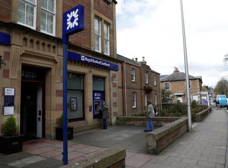 The Royal Bank of Scotland is seen in the High Street Melrose in the Scottish Borders, Scotland, Britain April 27, 2017. Picture taken April 27, 2017. REUTERS/Russell Cheyne