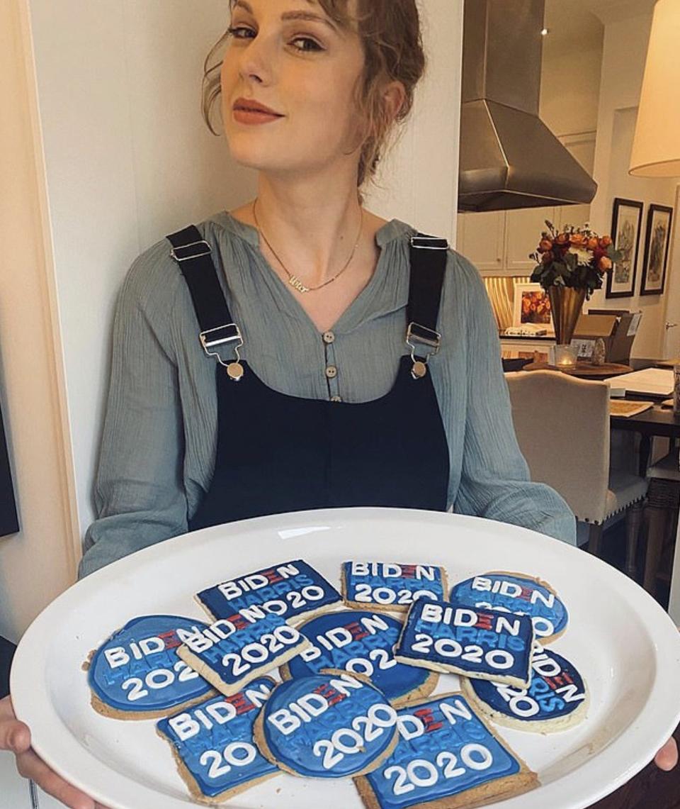 Swift endorsed Joe Biden four years ago, and even baked cookies with 'Biden Harris 2020' on them