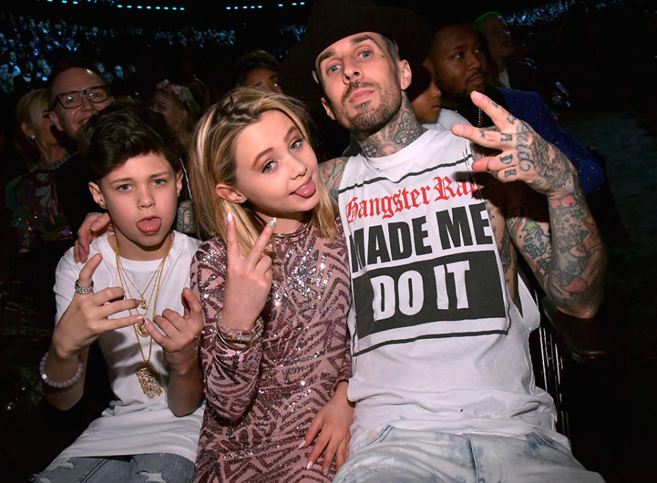 Travis Barker (R) with Landon Barker (L) and Alabama Barker