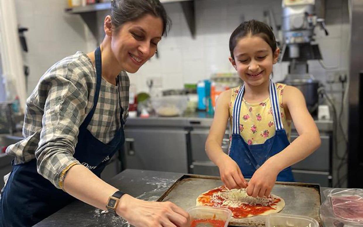 Nazanin Zaghari-Ratcliffe made pizzas with her seven-year-old daughter Gabriella on Friday at Dorneywood in Buckinghamshire following her return to Britain - PA/PA