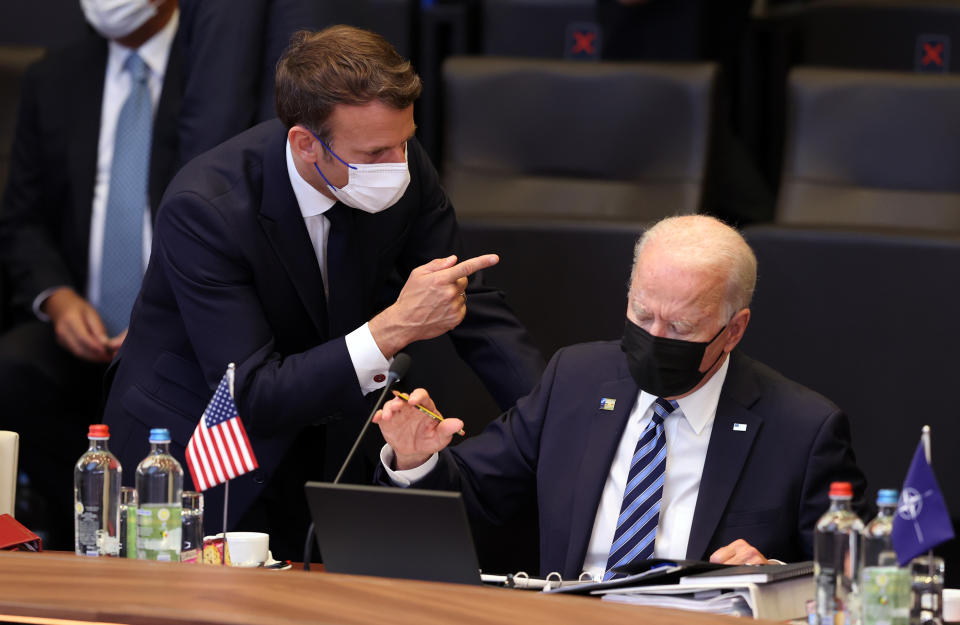 Joe Biden, right, and Emmanuel Macron