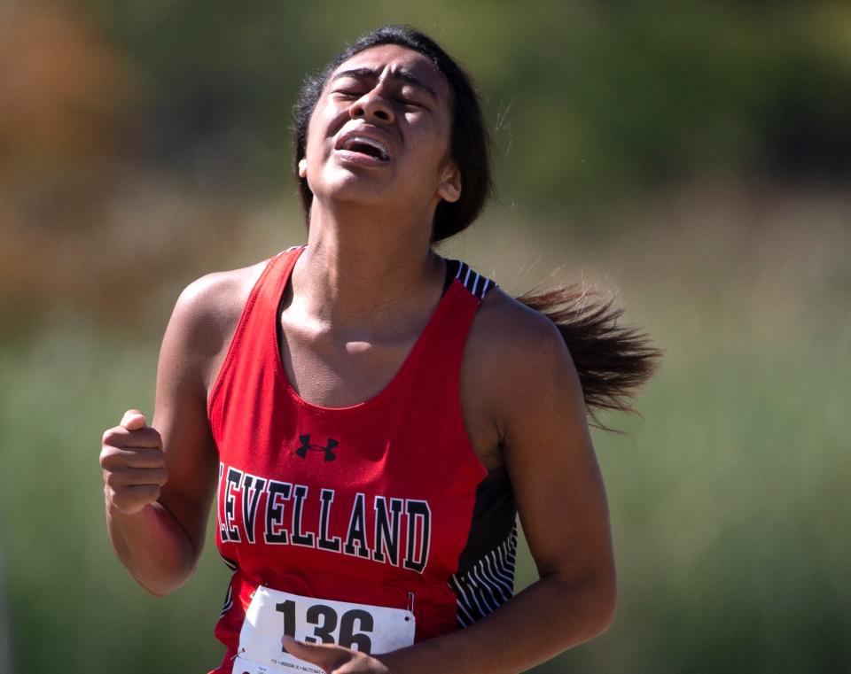 Levelland's Ciarra Sanchez competes at the District 3-4A cross country meet, Thursday, Oct. 13, 2022, at Mae Simmons Park.