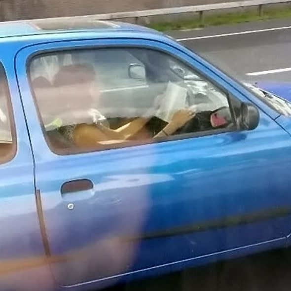 Woman spotted reading book while driving on M1