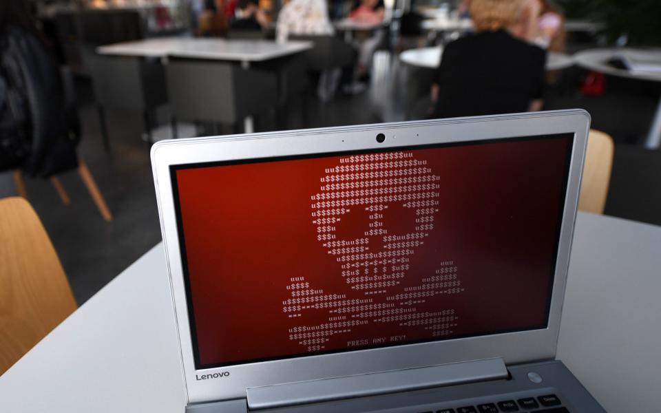 A computer hacked by a virus known as Petya in Yekaterinburg, Russia - Credit: Donat Sorokin/Tass