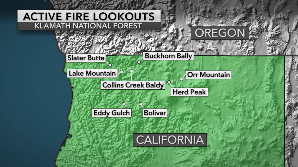 Staffed fire lookout towers in Klamath National Forest.  / Credit: CBS News