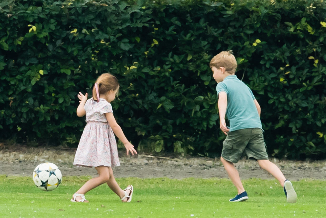 WOKINGHAM, ENGLAND - JULY 10: Prince George and Princess Charlotte attend The King Power Royal Charity Polo Day at Billingbear Polo Club on July 10, 2019 in Wokingham, England. (Photo by Samir Hussein/WireImage)