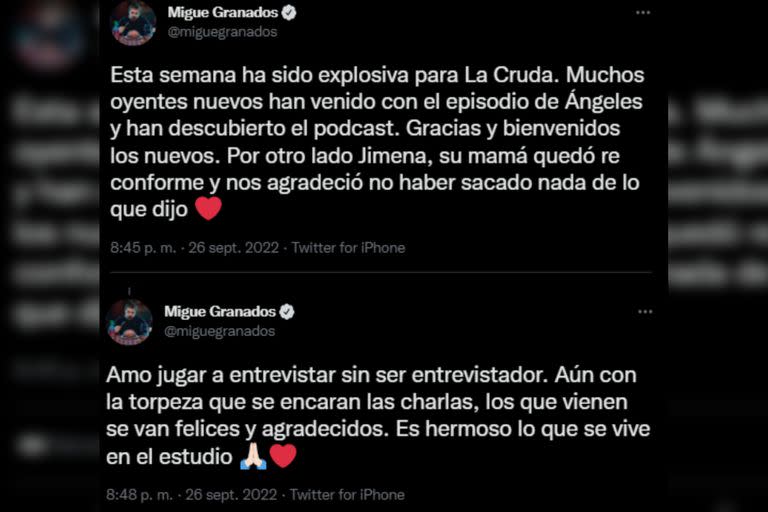 La palabra de Migue Granados tras la repercusión por su entrevista (Foto Twitter @miguegranados)